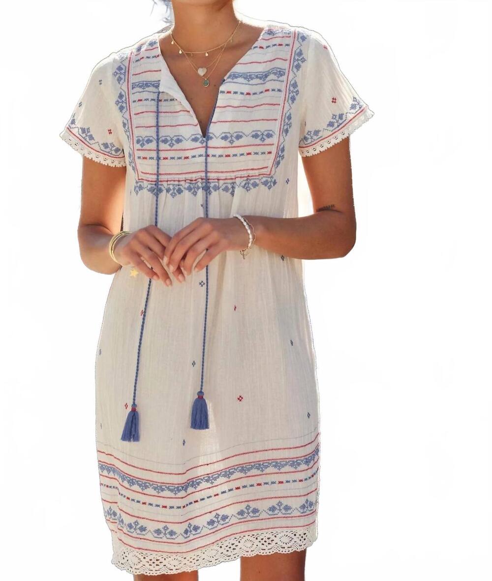 NEW M.A.B.E. elsa embroidered sundress in ecru/multi